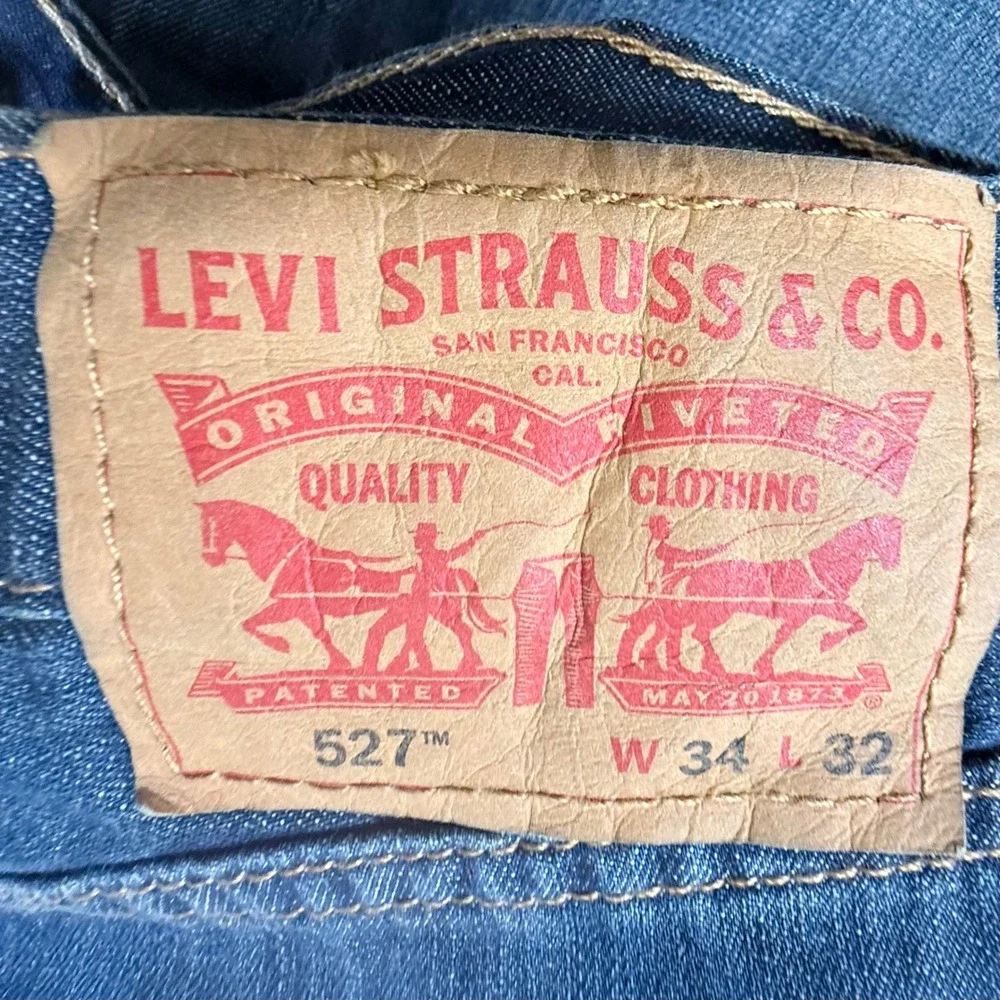 Levi's 527 Slim Bootcut Jeans Mens 34x32 Dark Wash Denim Blue